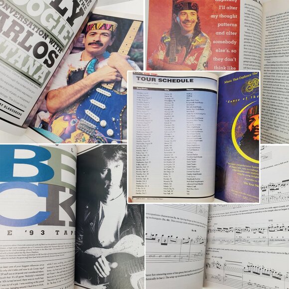 Carlos Santana Jeff Beck Magazine Vintage 1995 Guitar Player Sheet Music Tour - Picture 6 of 9